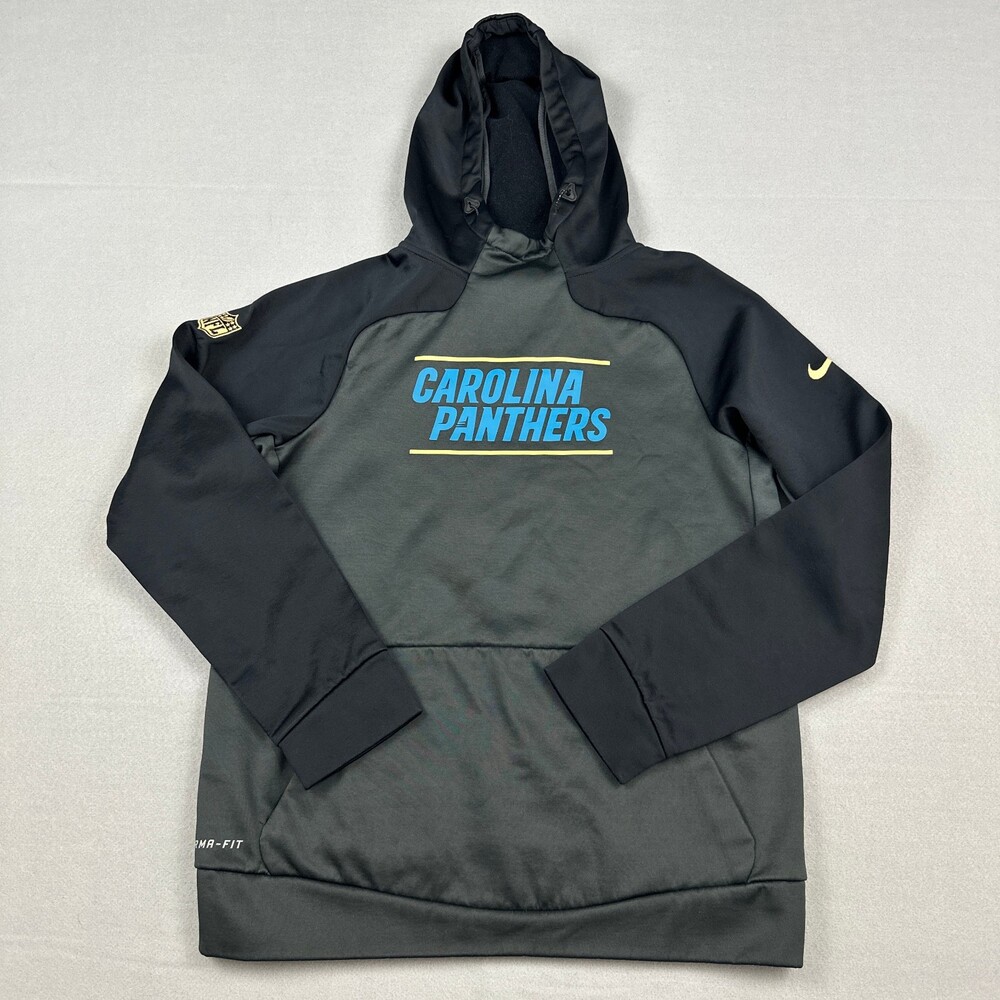 Carolina Panthers Hoodie Men Small Gray Black Nike Therma Fit Sweatshirt NFL S